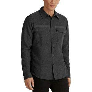NAU Mowbray Melton Wool Shirt Mens M Gray Charcoal Long Sleeve Button Up Pockets